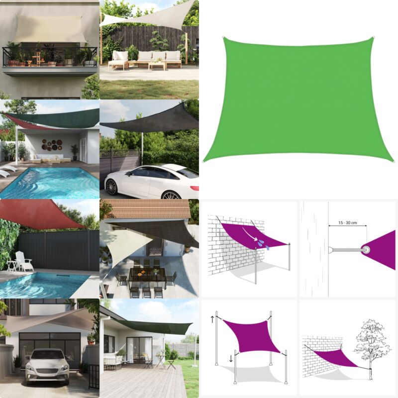 Sonnensegel 160 g/m² Hellgrün 4/5x3 m HDPE - Sonnensegel - HDPE Sonnensegel - Gartensonnensegel - Terrassenüberdachung - Balkonschutz - Home & Living