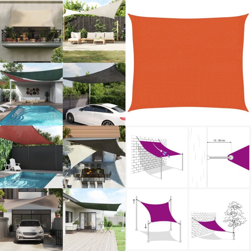 Sonnensegel 160 g/m² Orange 2,5x3 m hdpe - Sonnensegel - hdpe Sonnensegel - Gartensonnensegel - Outdoor Sonnensegel - Rechteckiges Sonnensegel - Home