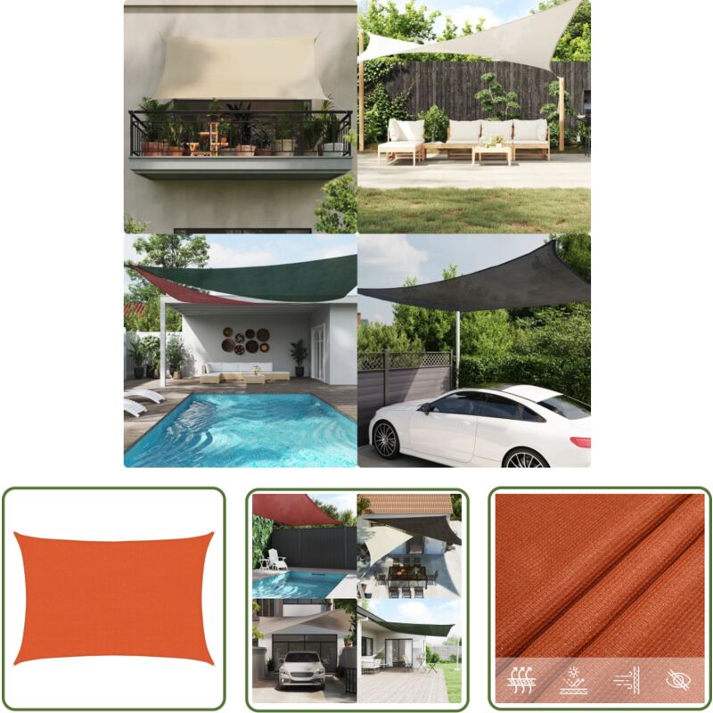 The Living Store Sonnensegel 160 g/m² Orange 2,5x3,5 m hdpe - Sonnensegel - hdpe Sonnensegel - Gartensonnensegel - Terrassenüberdachung - Balkonschutz