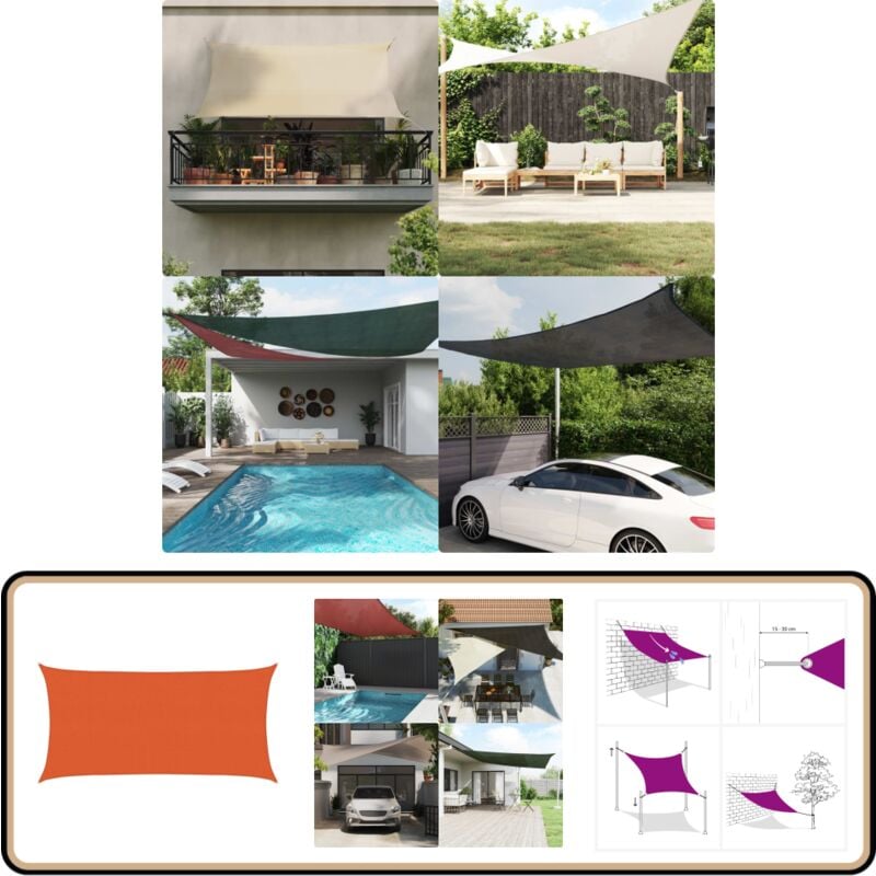 Vidaxl - Sonnensegel 160 g/m² Orange 2,5x5 m hdpe - Sonnensegel - hdpe Sonnensegel - Gartensonnensegel - Outdoor Sonnensegel - Rechteckiges