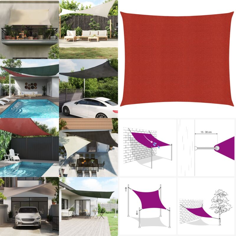 Vidaxl - Sonnensegel 160 g/m² Rot 4,5x4,5 m hdpe - Sonnensegel - hdpe Sonnensegel - Gartensonnensegel - Sonnenschutz - Outdoor Sonnensegel - Home &