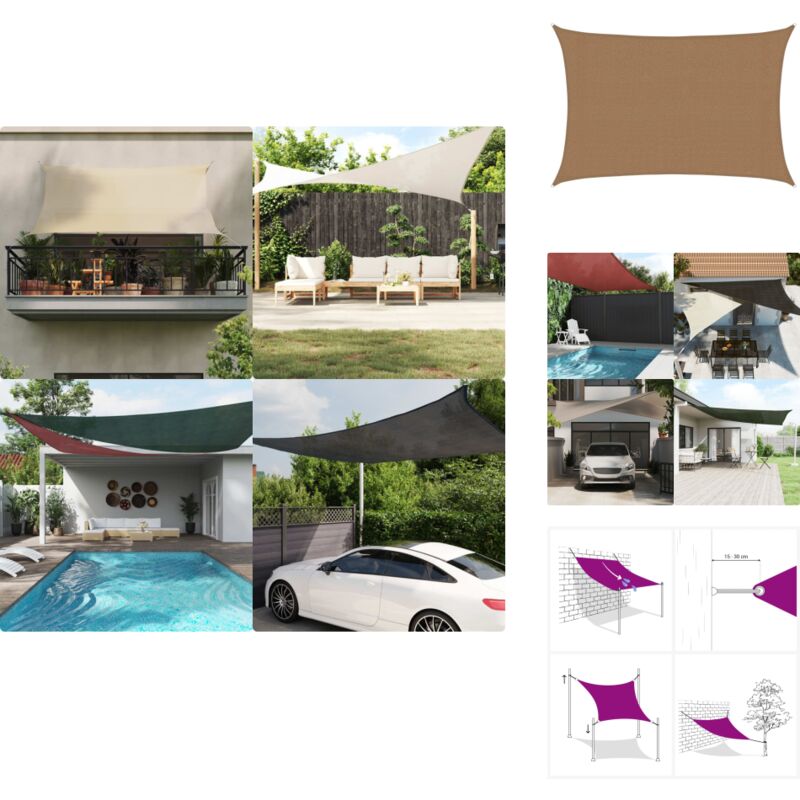 Sonnensegel 160 g/m² Taupe 3x4,5 m hdpe - Sonnensegel - hdpe Sonnensegel - Gartensonnensegel - Markise - Outdoor Sonnenschutz