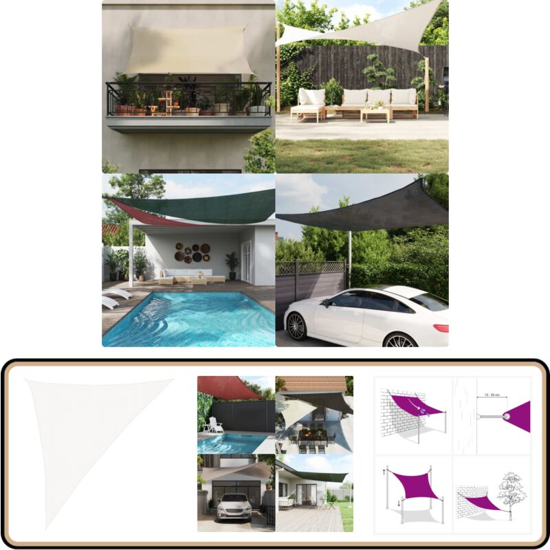 Vidaxl - Sonnensegel 160 g/m² Weiß 3x4x5 m hdpe - Sonnensegel - hdpe Sonnensegel - Gartensonnensegel - Dreiecks-Sonnensegel - Sonnenschutz Für Garten