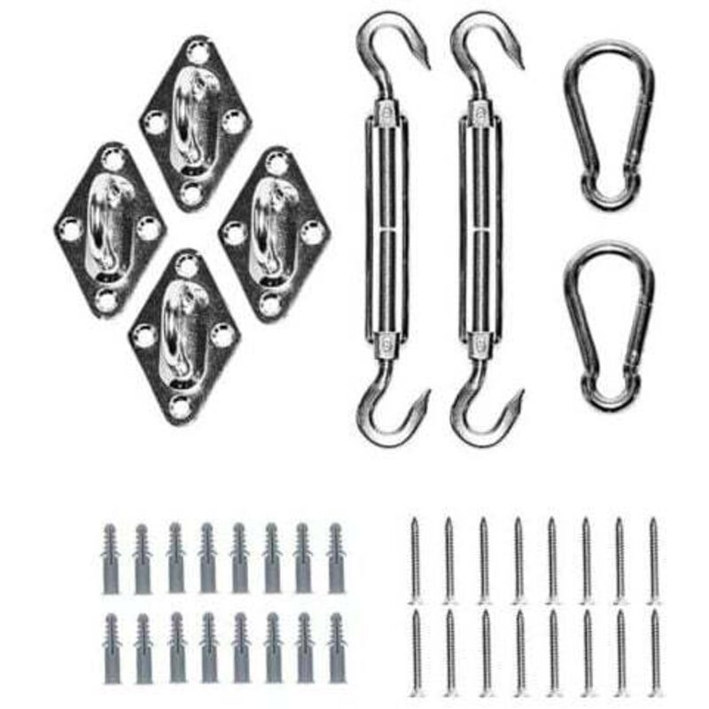XVX - Sonnensegel-Befestigungssatz - Befestigungszubehörsatz aus Edelstahl 304 für Sonnensegel, dreieckiges Sonnensegeltuch, quadratisch