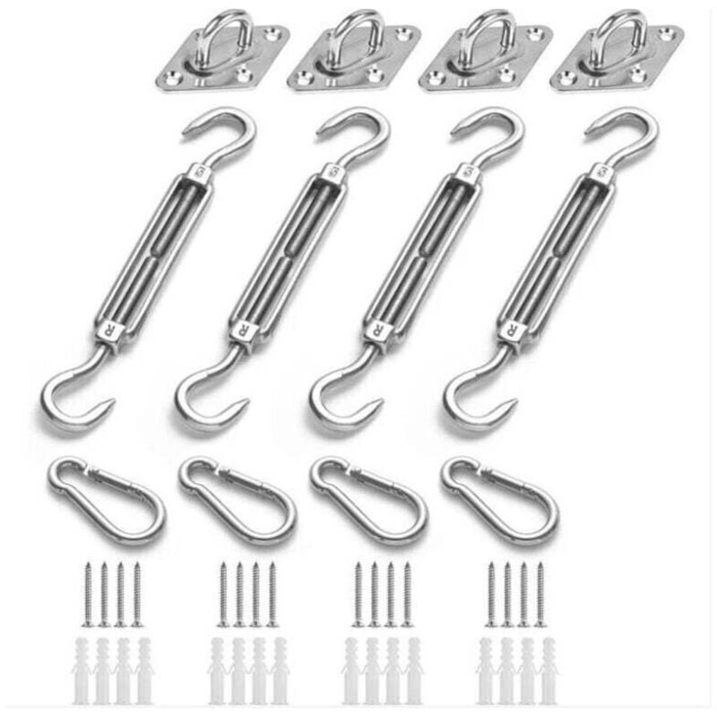 Sonnensegel-Befestigungssatz, Sonnensegel-Befestigungssatz aus Edelstahl für Dreieck und Quadrat, Rechteck, Sonnensegel-Befestigungszubehör,