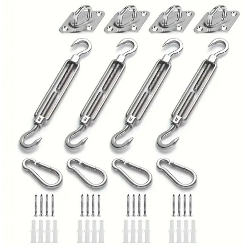 Sonnensegel-Befestigungssatz, Sonnensegel-Befestigungssatz aus Edelstahl für Dreieck und Quadrat, Rechteck, Sonnensegel-Befestigungszubehör (M6)