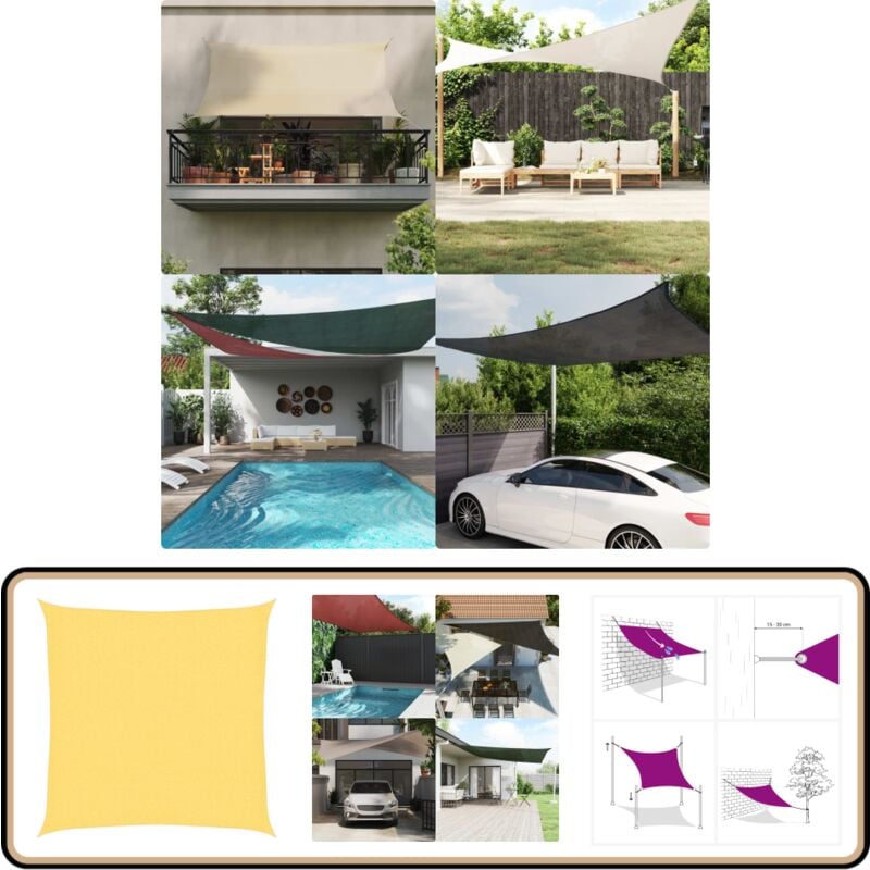 Vidaxl - Sonnensegel hdpe Quadratisch 2 x 2 m Beige - Sonnensegel - hdpe Sonnensegel - Quadratisches Sonnensegel - Beige Sonnensegel