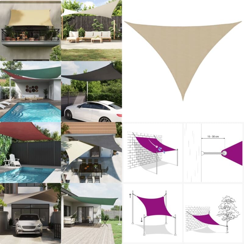 Vidaxl - Sonnensegel Oxford-Gewebe Dreieckig 3x4x5 m Beige - Sonnensegel - Oxford-Gewebe - Sonnenschutz - Gartensonnensegel - Dreiecksdach - Home &