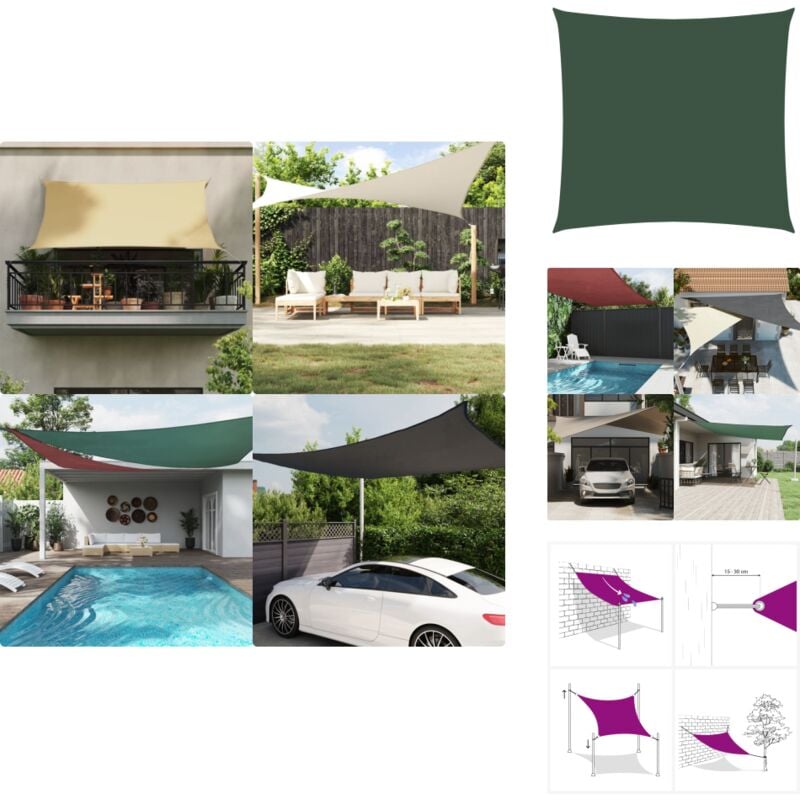 Sonnensegel Oxford-Gewebe Quadratisch 4x4 m Dunkelgrün - Sonnensegel - Gartensonnensegel - Oxford-Gewebe - Sonnenschutz - UV-Schutz