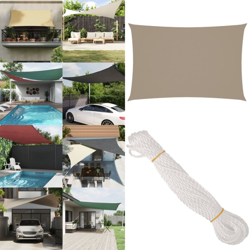 Sonnensegel Oxford-Gewebe Rechteckig 2x4 m Taupe - Sonnensegel - Oxford-Gewebe - Sonnenschutz - Gartensonnensegel - Rechteckiges Sonnensegel - Home &