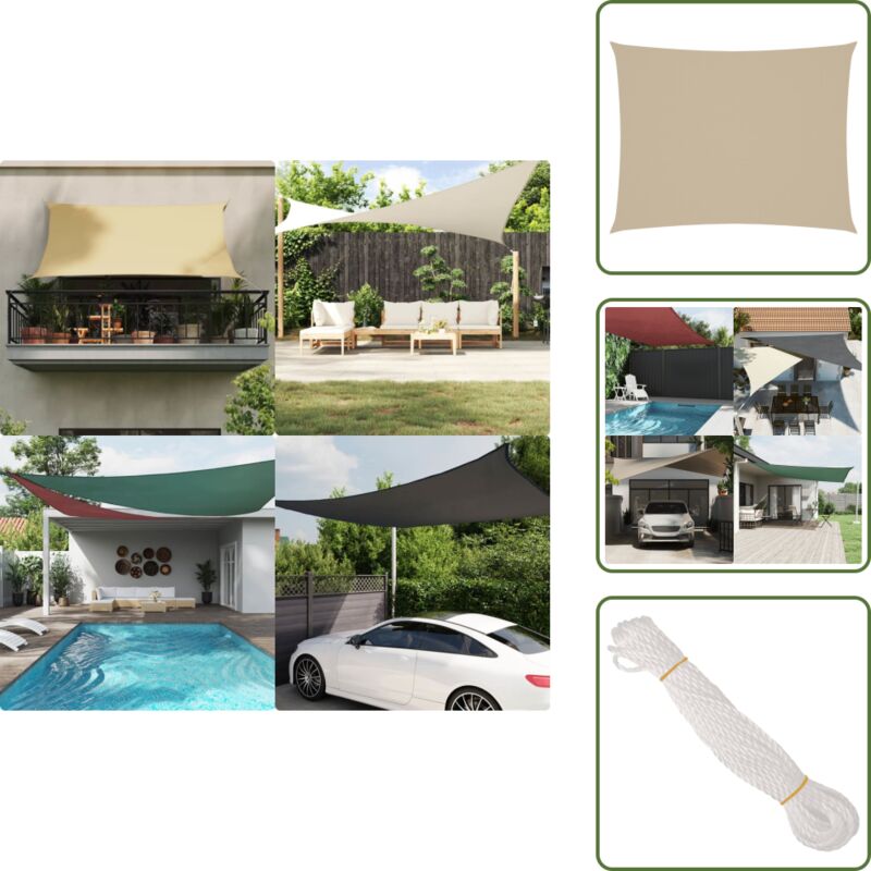 Vidaxl - Sonnensegel Oxford-Gewebe Rechteckig 3x4,5 m Beige - Sonnensegel - Oxford-Gewebe - Sonnenschutz - Gartensonnensegel - Terrassenüberdachung