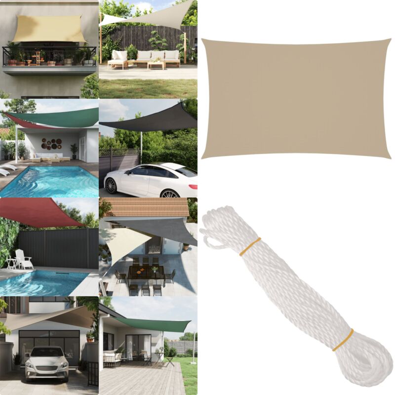 Sonnensegel Oxford-Gewebe Rechteckig 5x8 m Beige - Sonnensegel - Regenschutz