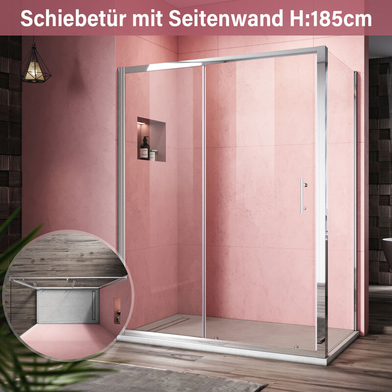 SONNI 140x90cm Duschkabine Schiebetür Duschabtrennung Duschkabine
