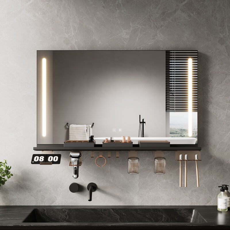 SONNI Badspiegel mit LED Beleuchtung, Ablage, Dimmbarer 3-Farben Beleuchtung und Antibeschlag, 1000x600, Stilvoll und Funktional