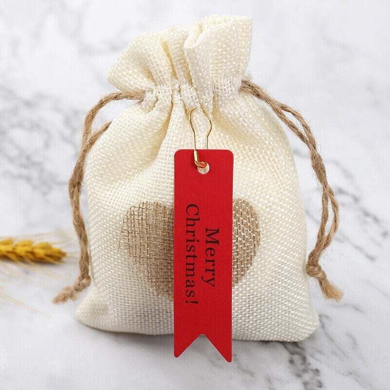 Sonstige Weihnachtsdekorationen, 100 Geschenkanhänger, Verpackungsetiketten aus Kraftpapier für Backwaren, Bastelbedarf (rot)