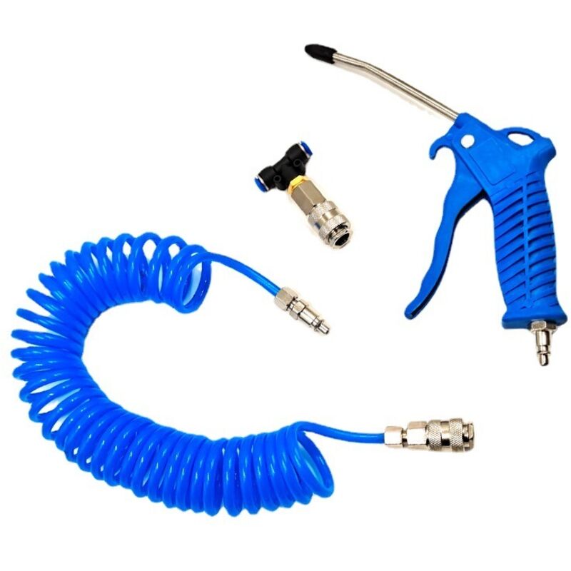 Soufflette à Air Comprimé, Pistolet de Soufflage d'air avec Tuyau Air Comprimé de 5 Mètres, Kit de Nettoyage de Pistolet à Air, avec Connecteur en T,
