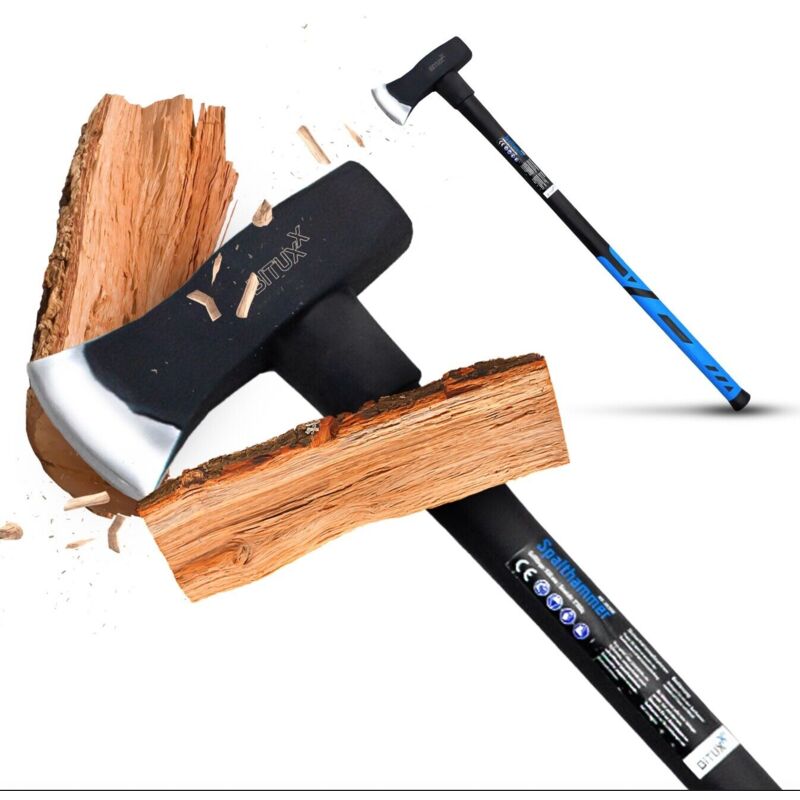 Bituxx - Spalthammer Spaltaxt Spaltbeil Axt Holzspalter 2,8kg mit Fiberglasschaft für Garten Forst und Wald