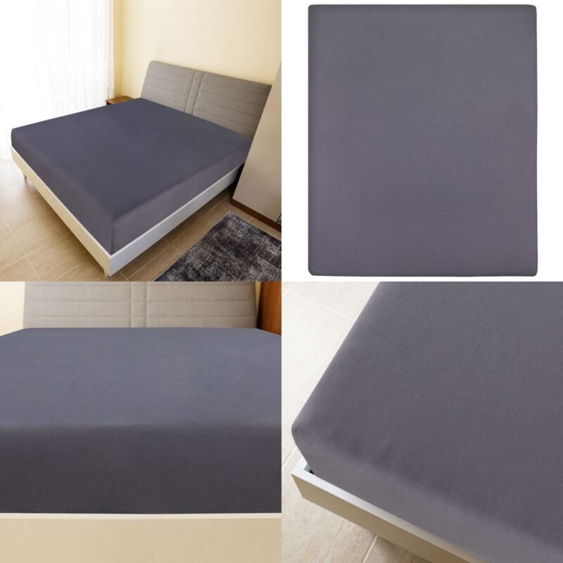 Spannbettlaken Jersey Anthrazit 90x200 cm Baumwolle - Jersey Spannbettlaken - Bettwäsche - Home & Living - Anthrazit
