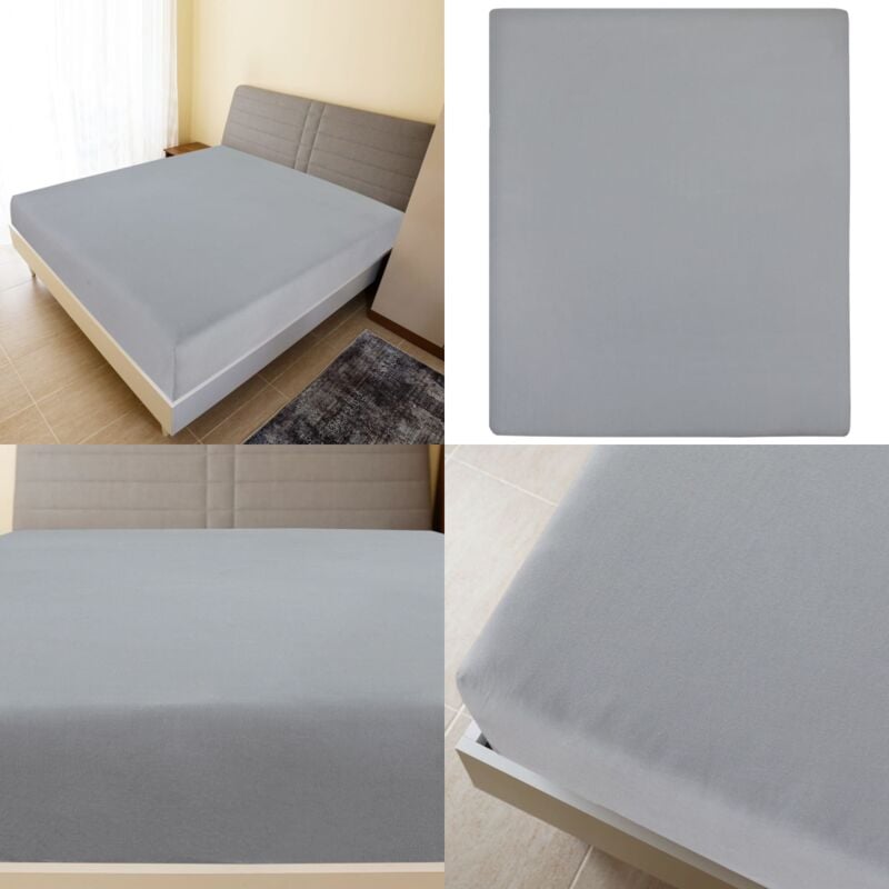 Spannbettlaken Jersey Grau 160x200 cm Baumwolle - Jersey Spannbettlaken - Bettwäsche - Home & Living - Grau