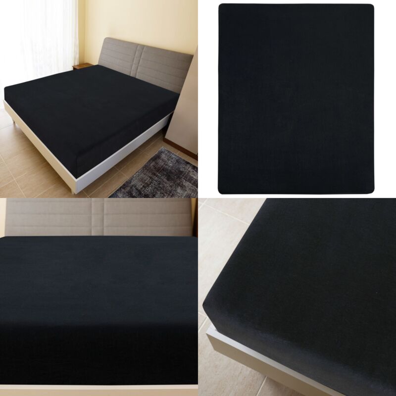 Spannbettlaken Jersey Schwarz 140x200 cm Baumwolle - Jersey Spannbettlaken - Bettwäsche - Home & Living - Schwarz