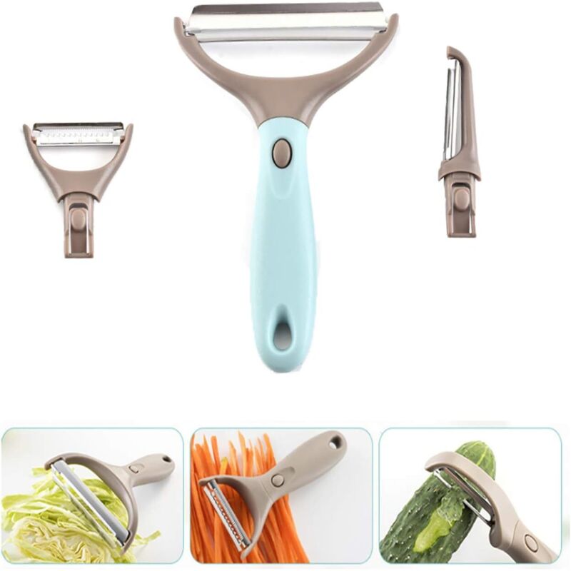 KZQ - Sparschäler, Kartoffelschäler, 3-in-1-Schäler aus Edelstahl für Obst, Gemüse, Gemüseschäler und Julienne. Multifunktions-Obst- und