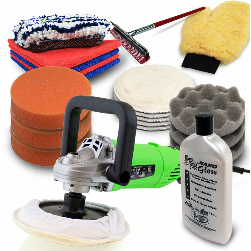 Sparset Poliermaschine 950 Watt Schleifmaschine Autopolierer Poliergerät Autopflege kfz Pflege Autolackaufbereitung