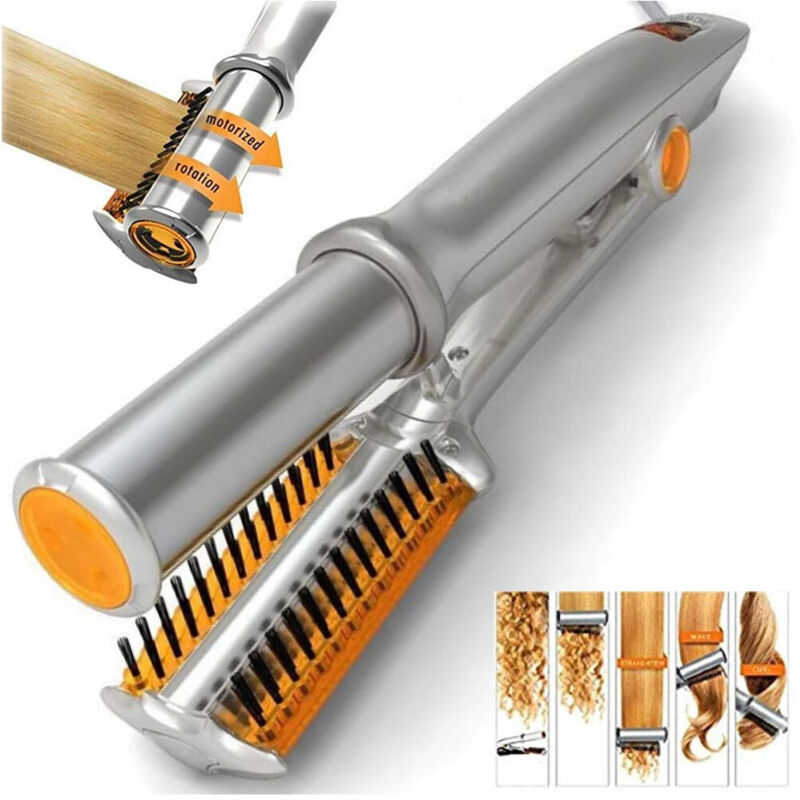 Trade Shop - ROTIERENDE GLÄTTUNGSBÜRSTE FÜR GLATTE LOCKIGE HAARE LOCKEN KERAMIK GLÄTTEISEN -