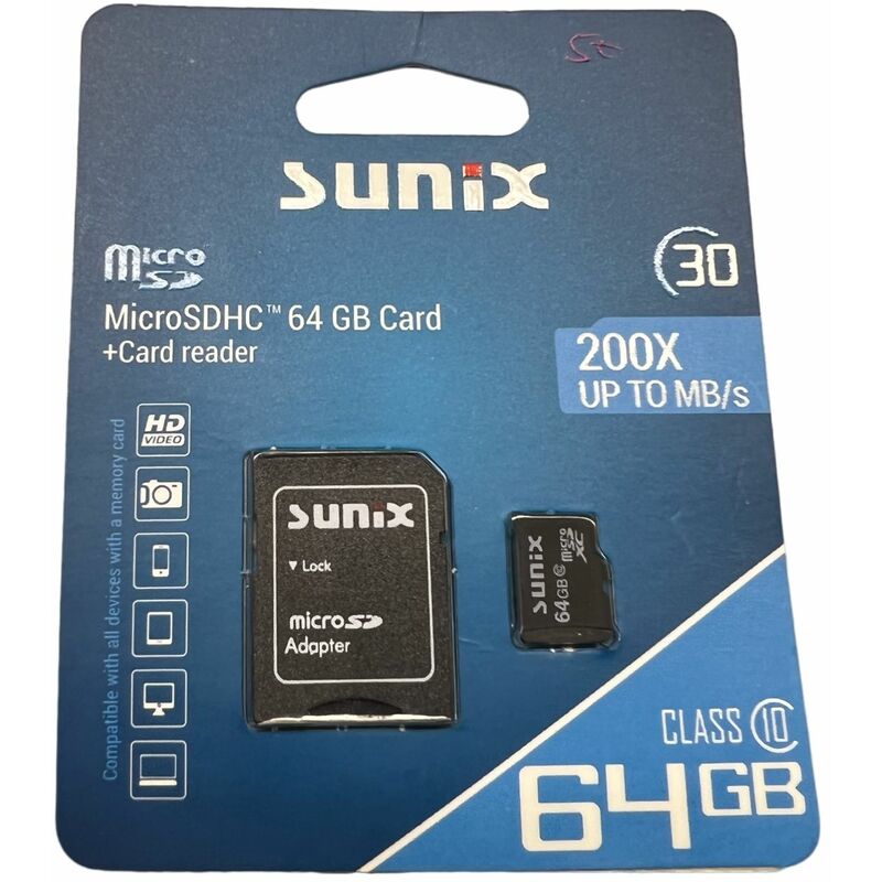 Speicherkarte MicroCARD microSDHC Karte 64GB Class 10 UHS-I mit Adapter bis zu 200 MB/s