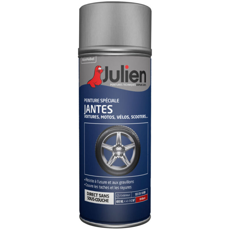 Spezial-Sprühfarbe für Felgen - Glänzendes Grau - 400 ml - Julien