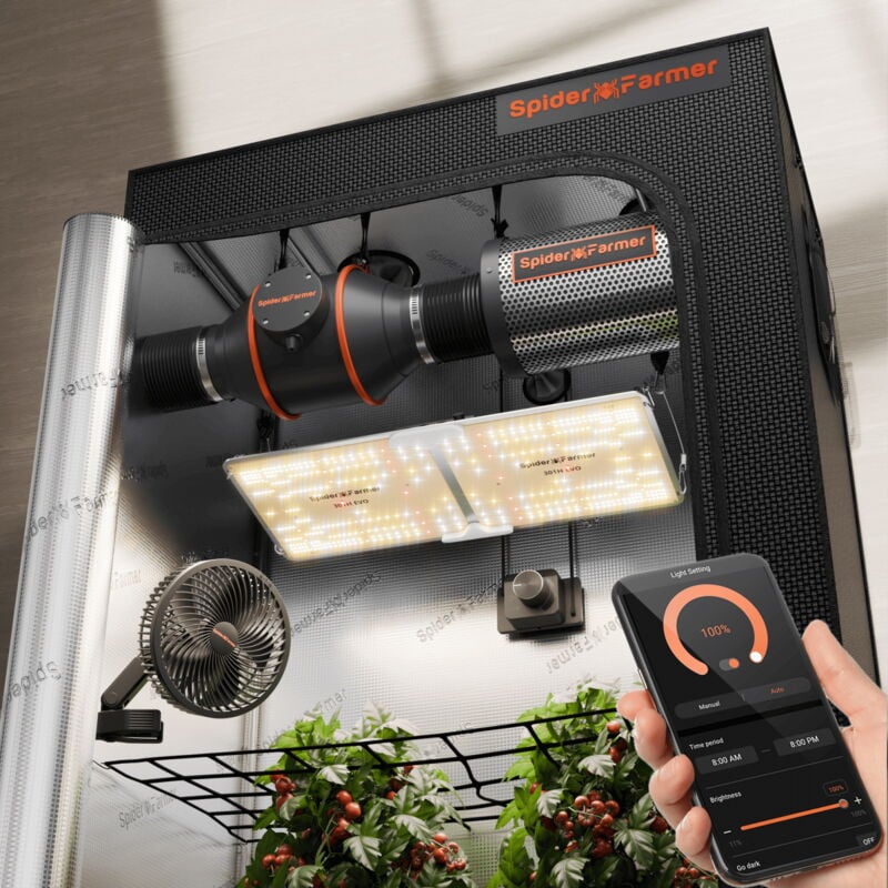 Spider Farmer - sf 2000 led Grow Light + 120x60CM Grow Tent Kits Kohlefilter-Set Grow Tent Kits