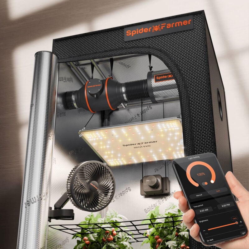 Spider Farmer - SF1000 Growzelt-Kits LED-Wachstumslicht + 70x70CM Growzelt-Kits Kohlefiltersysteme