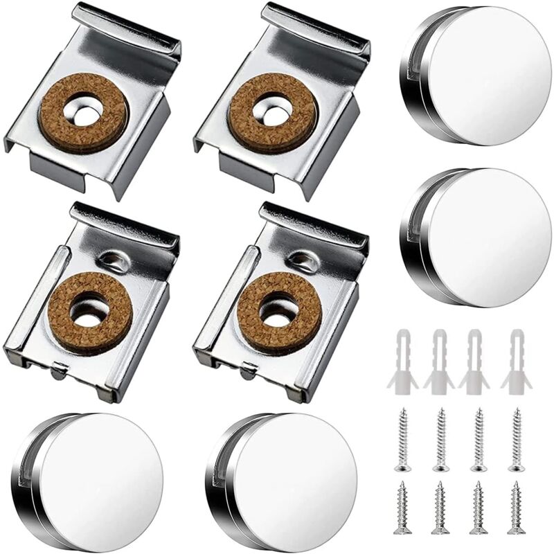 Spiegel-Clips, 8 Stück Glasregal-Abstandshalter in Spiegelhalterungen, Wandspiegel-Halterung, Befestigungsclips, Spiegel-Befestigungsset mit Schrauben