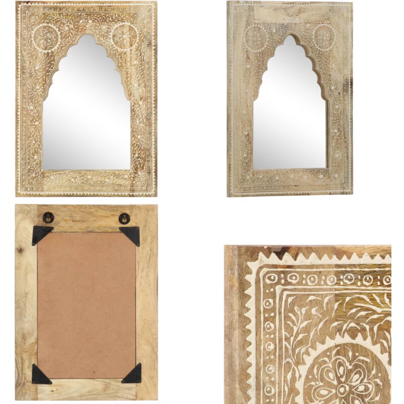 Vidaxl - Spiegel Handbemalt 40 x 55 cm Massivholz Mango - Vintage Spiegel - Wandspiegel - Wohnzimmerdeko - Badspiegel - Mangoholz Spiegel - Home &