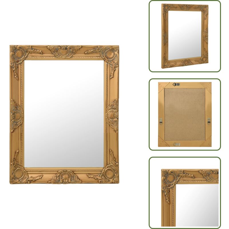 Wandspiegel im Barock-Stil 50x60 cm Golden - Barockspiegel - Wandspiegel - Goldene Spiegel - Rechteckiger Spiegel - Vintage Spiegel