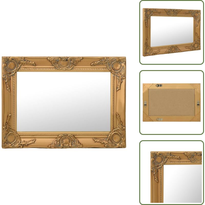 Vidaxl - Wandspiegel im Barock-Stil 60x40 cm Golden - Barockspiegel - Wandspiegel - Goldener Spiegel - Rechteckiger Spiegel - Vintage Spiegel