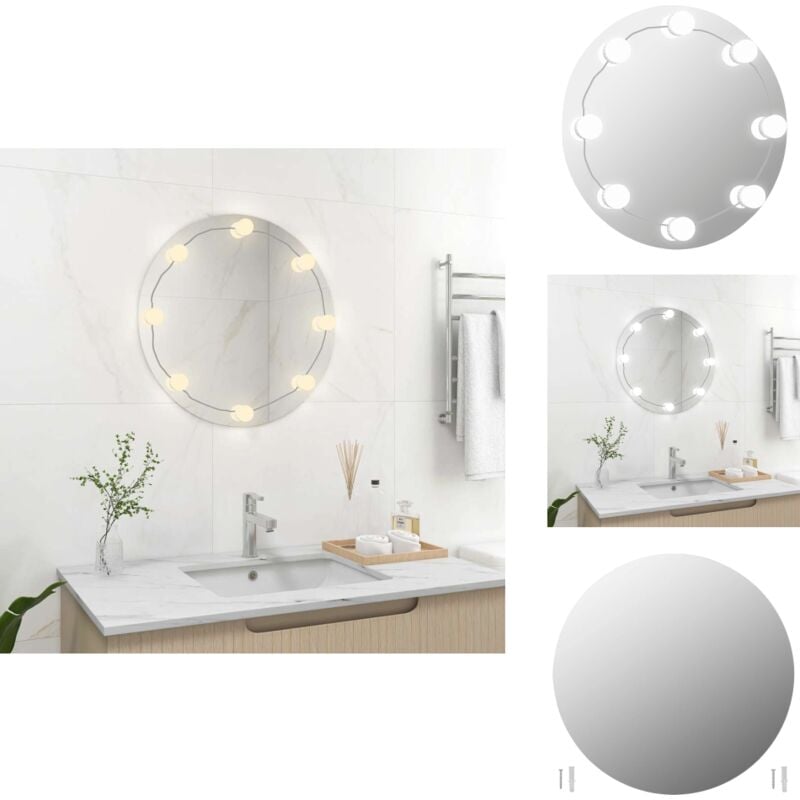 Vidaxl - Wandspiegel mit LED-Beleuchtung Rund Glas - LED-Spiegel - Wandspiegel - Badezimmerspiegel - Make-up-Spiegel - Silberner Spiegel