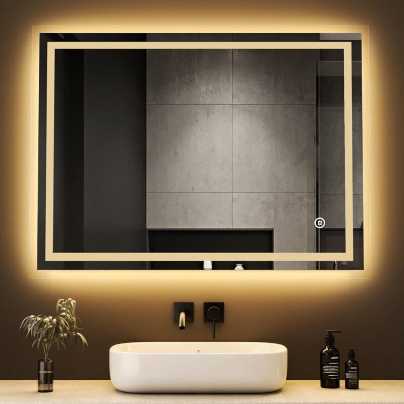 Boromal - Spiegel mit Beleuchtung 50x70cm Badezimmerspiegel mit Beleuchtung led Badspiegel mit Beleuchtung Vertikal/Horizontal Wandspiegel mit