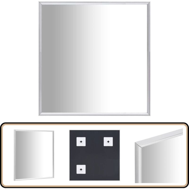 Spiegel Silbern 60x60 cm - Minimalistischer Spiegel - Wandspiegel - Wohnzimmerdeko - Badspiegel - Silberner Spiegel
