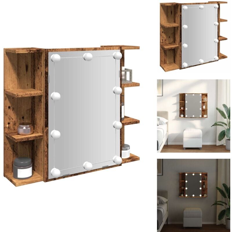 Spiegelschrank mit LED Altholz 70x16,5x60 cm - Spiegelschrank - Spiegelschränke - LED Spiegelschrank - Spiegelschrank Bad