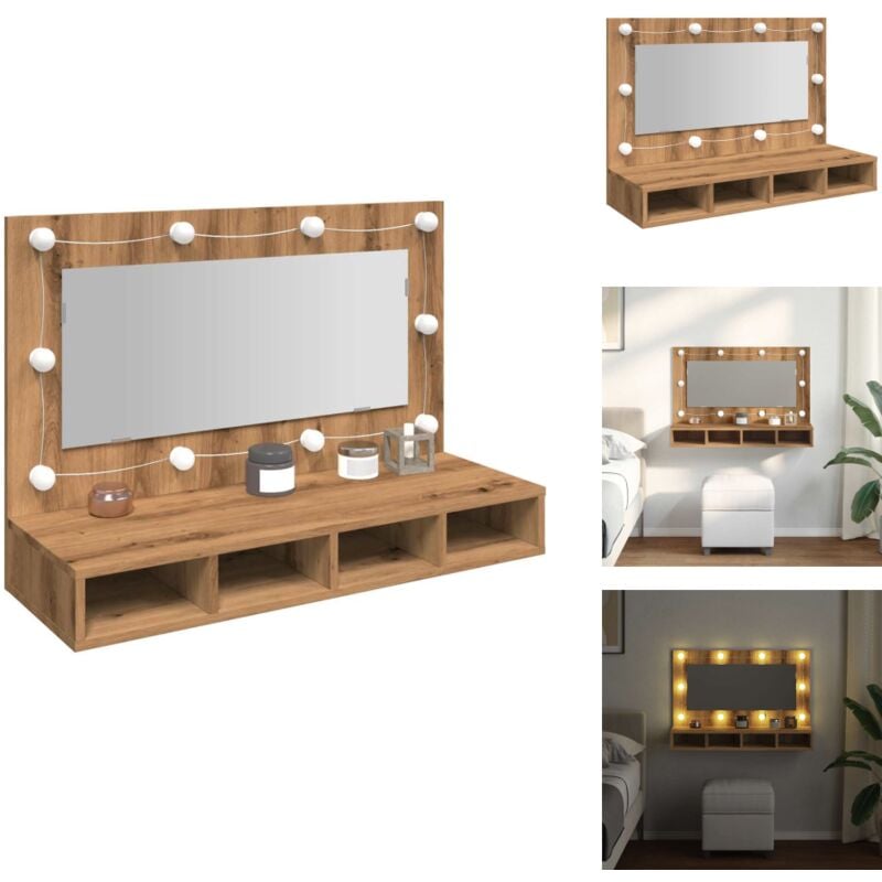 Vidaxl - Spiegelschrank mit led Artisan Eichen-Optik 90x31,5x62 cm - Spiegelschrank - Spiegelschränke - Wand Spiegelschrank - Kosmetikspiegel