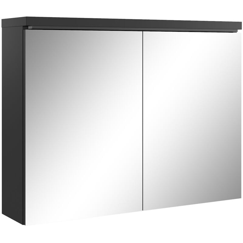 Badplaats - Spiegelschrank Paso 80cm Schwarz - Schrank Spiegelschrank Spiege