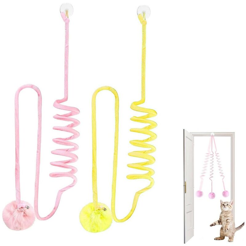 Spiel Interaktives Katzenspielzeug, 2pc Katzenspielzeug, Gelb + Rosa