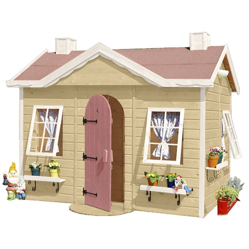 Spielhaus Kinder DOMO - 255x170x207 - CASAS GREEN HOUSE - Bemaltes Haus, Transport inklusive