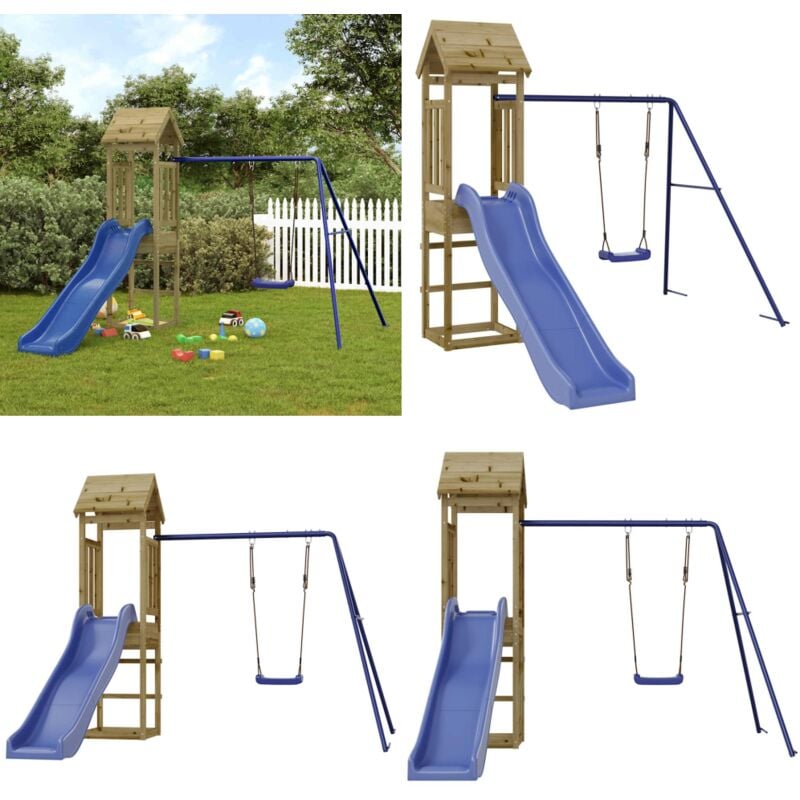 Spielturm Imprägniertes Kiefernholz - Holzspielplatz - Spielturm - Kinderspielgeräte - Outdoor Spielset - Rutschen - Home & Living