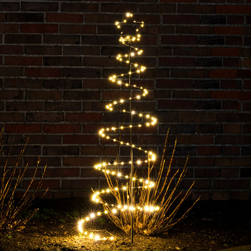 LED Spiral Tannenbaum Garten Deko schwarz - 130 cm - mit 180 LED umwickelt