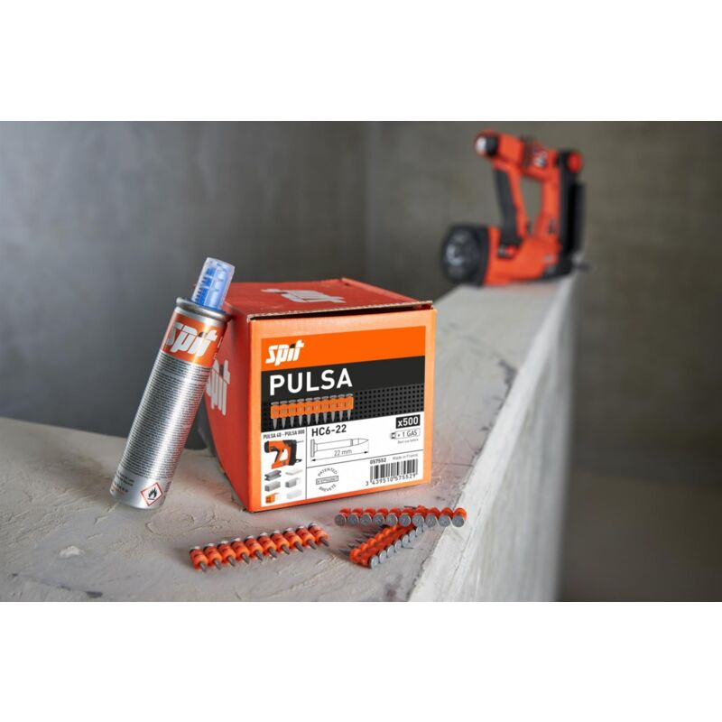 Spit - itw HC6 22 mm, Nägel Pulsa, Spezialnägel, inkl. 1 Kartusche Gas, 500 Stk Nägel 22 mm (057552)-