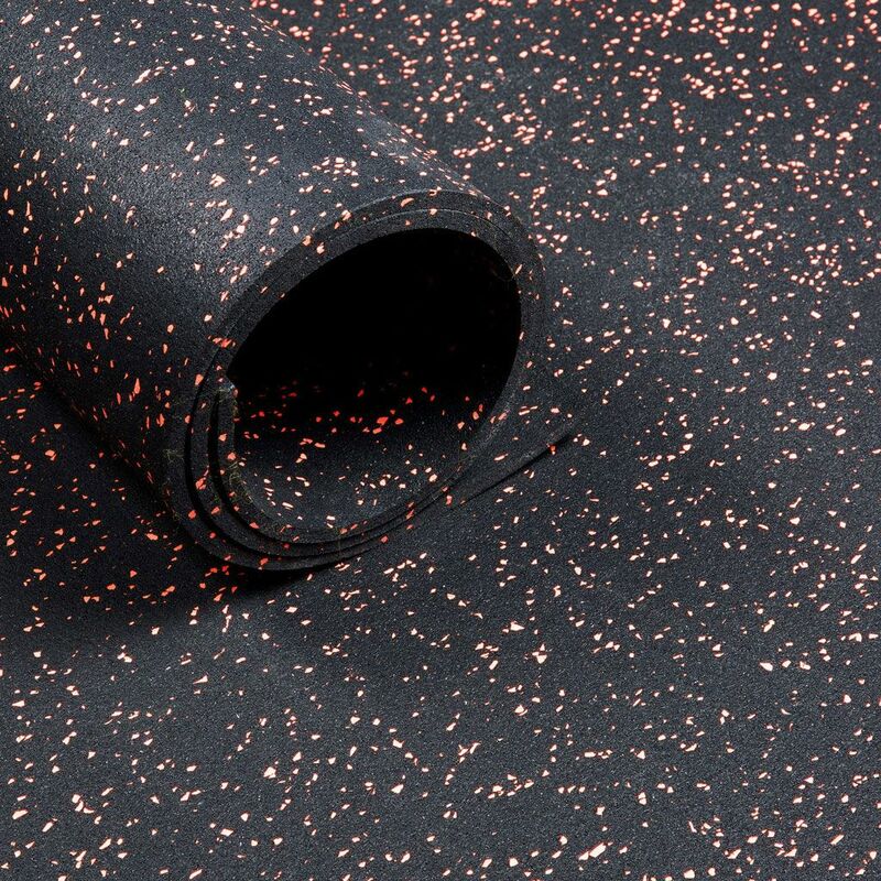 Sportboden 'Premium' – Bodenbelag für Fitnessstudio – Schwarz-Orange – Rolle 10m – 6mm dick