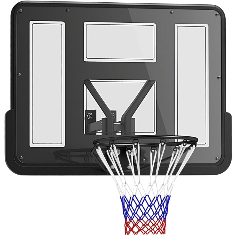 Sportnow - Basketballkorb mit Rückwand für Outdoor & Indoor, Basketballbrett mit Ø45 cm Stahlkorb und Netz, Wandmontage, Basketball Board für