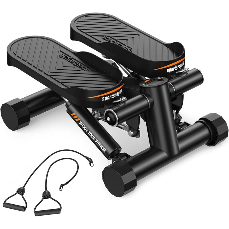 Sportsroyals Heimtrainer Stepper – Swing-Stepper mit Power-Seilen für Bein-, Arm- und Po-Training, Fitnessgerät für Zuhause & Büro