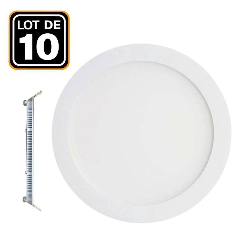 Europalamp - 10 LED-Einbaustrahler 6W Rund Extraflach Neutralweiß 4500K